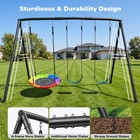 Hapfan 500lbs Metal Swing Set Heavy Duty Kids Adult Backyard Playset W  3 Swings