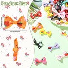100x Bowknots Strawberry Print Ornament Ployester Cabachons For Hair Clip Craft