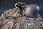 Hungarian M38 Helmet And W German Camo Jacket