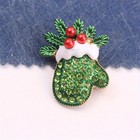 Christmas Gloves Brooch Pin     Crystal Rhinestone Christmas Winter Holiday Gift