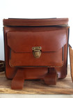 Vintage The Plainsman 2 Leather Camera Bag Brown Shoulder Case Brass Hardware