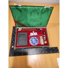 Vintage Chinese Calligraphy Gift Set     Ink Stone  Brushes  Seal   Porcelain Dish