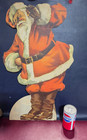Rare Vintage Santa Claus Christmas 26  Store Display Standee Cardboard W Flaws