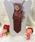 Paris Women s Satin Neck Tie With Brooch  Decorative Patterns  Butterfly  Floral