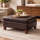 Homepop 28  Faux Leather Square Storage Ottoman - 28 d X 28 w X 15 8 h  Brown