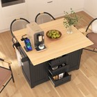 55 7   Large Kitchen Island With 2 Drop Leaf   Rolling Kitchen Cart On 5 Wheels