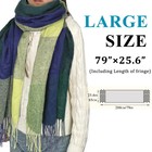 Women s Cashmere Feel Plaid Warm Long Blanket Scarf Big Grid Pashmina Shawl
