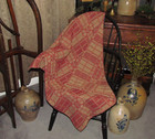 Prim Antique Vtg Style Red Cotton Yorktown Woven 32  Coverlet Square Rq3rss