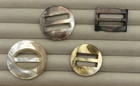 4 Antique Mop Mother Pearl Abalone Fancy Carved Shell Coat Lustrous Buckles  s2 