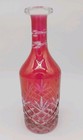 Vintage Cranberry Diamond-cut Czech Bohemian Crystal Glass Decanter  no Stopper
