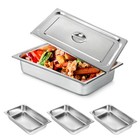 4 Pack Stainless Steel Pans Steam Table Pan With Lid Food Pan Commercial Hotel