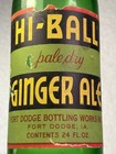 Rare Fort Dodge Bottling Works Iowa Paper Label Ginger Ale Quart Bottle Hi-ball