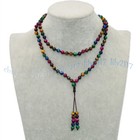 Multicolor Tigers Eye Round Gems 108 Prayer Beads Tibet Buddhist Mala Necklaces