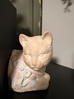 Vtg Pair Of Cat Bookends Bow Floral Rosenthal Netter 