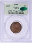 1868 2c Pcgs Ogh Pr65rb Cac Rainbow Toned Two Cent Piece 04136872