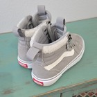 Vans Women   s High Top Lace Up Athletic Sneakers Solid Gray white Logo Size 5