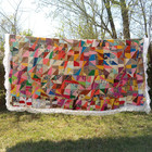 Vintage  Homemade Crazy Quilt  85 x85  Read Description Hand And Machine Sewn