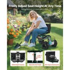 Rolling Garden Cart With Swivel Seat Backrest Toolbox Wheel Extendable Handle