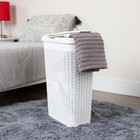 40l Slim Laundry Hamper  Clothes Hamper  With Lid  Wicker Design  Plastic