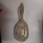 Vtg Silver Plated Heavy Metal Antique Style Vanity Hair Brush Ornate Victorian