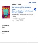  2  Romeo   Juliet - November 13th Orchestra Row J Seats 134 And 132