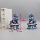 Hand-painted Blue White Ceramic Foo Dogs Guardian Lions Decorative Pair