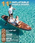 11 x34   Inflatable Paddle Board  Extra Wide Standup Paddleboard  Green  420lbs