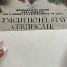 Double Tree By Hilton- 2 Night Stay - Harrisonburg  Va - Certificate