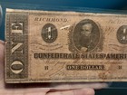 1864  1 Confederate States Of America One Dollar Note Richmond