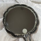 Vintage 1990s Godinger Silver Plated Hand Mirror Ornate Floral Vanity Mirror