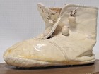 Antique Early 1900 s Leather High Button-up Baby Shoe Boot Mounted Wood Display