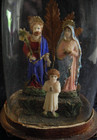 Antique 18th   19th Century Monastery Work  Glass Cell Bread Dough Holy Family