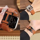 Apple Watch S10 H-magnetic Buckle 41mm 46mm Bracelet Strap Sport Litchi Leather