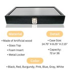 Novel Box Glass Top Black Jewelry Display Case With 36 Or 72 Foam Ring Inserts
