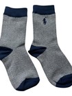 Kids Polo Ralph Lauren Socks - Navy Gray Herringbone Pony Crew Dress Socks 5-6 5