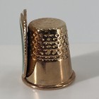 Vtg Gold Tone Metal St Kitts West Indies Souvenir Thimble W  Island Emblem