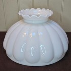 Vtg White Milk Glass Oil Electric Lamp Shade Melon 10  Fitter Ruffled Top Clean