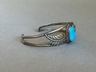 Old Pawn Navajo Sterling Silver And Turquoise Bracelet