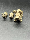 Vintage Skye Terrier Brown Mom Dog With 2 Puppies Hand Carved Wood
