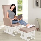 Glider   Ottoman Set Wood Baby Rocker Nursery Furniture Napping Reading Nursing