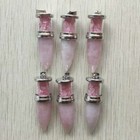 10pcs Natural Roses Quartz Stone Bullet Pendulum Pendants Diy Jewelry Making