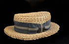 1910s Vintage 7-1 4 Keith Chicago Summer Straw Boater Skimmer Hat