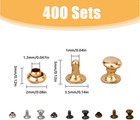 400 Pairs 4 Colors 3mm Leather Rivets Double Cap Rivets Tubular Metal Studs Bags