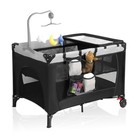 Foldable Travel Crib Playpen 4-in-1 With Carry Bag Bassinet Black