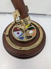 Vintage Kaleidoscope Wind Up Music Box Rotating Wood Brass Stained Jeweled Glass