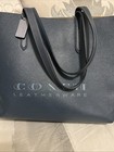 Coach Highline Leatherware Blue Tote 55199 Crossgrain Leather Beautiful 17x12x4