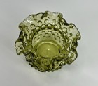Vintage Fenton Glass Hobnail Ruffled Rose Bowl Colonial Green Vase Mcm Votive 3   