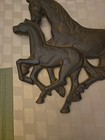 Vtg Cast Solid Metal Running Horses Indoor outdoor Wall Hanging Stable  Barn 