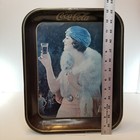 Vintage Coca Cola 1970s Flapper Girl Drink Tray Metal Tray With Lady In Blue Hat