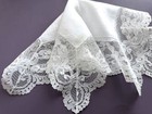 Vintage Hanky White Linen   Deep Lace Floral Design Wedding
